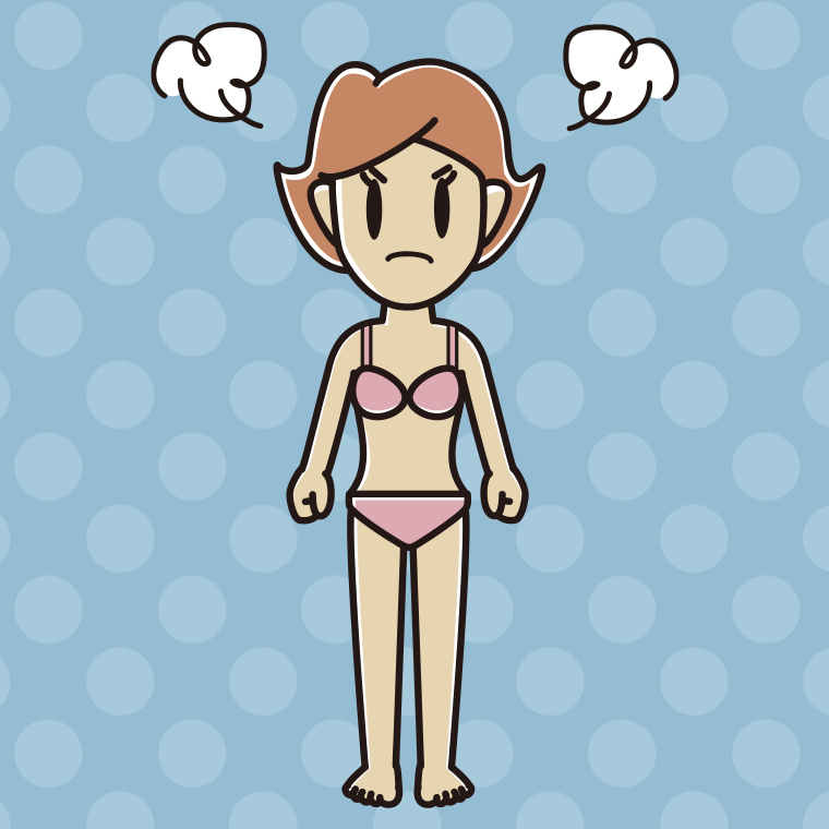 インナーウェアの着用例イラスト（怒る女性）【色、背景あり】PNG