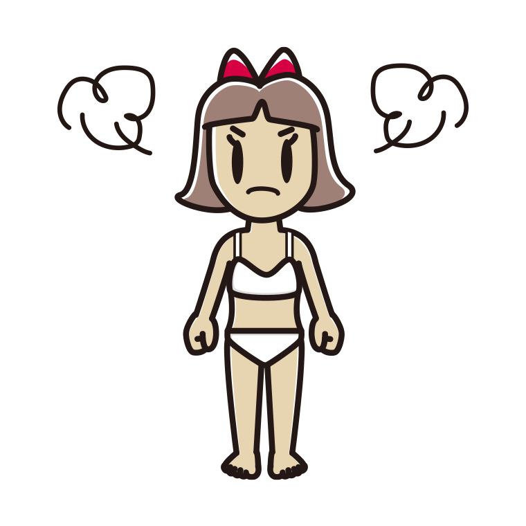 インナーウェアの着用例イラスト（怒る小学生女子）
