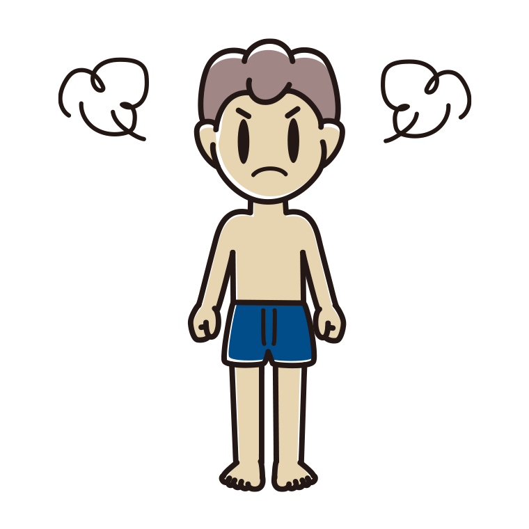 インナーウェアの着用例イラスト（怒る男子中学生）【色あり、背景なし】透過PNG