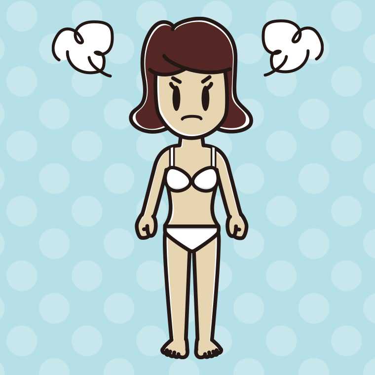 インナーウェアの着用例イラスト（怒る女子高校生）【色、背景あり】PNG