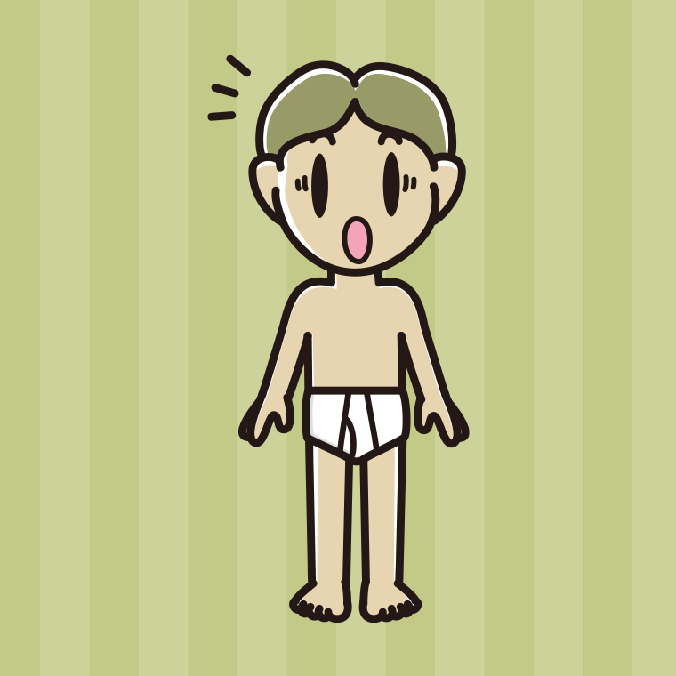 インナーウェアの着用例イラスト（驚く小学生男子）【色、背景あり】PNG