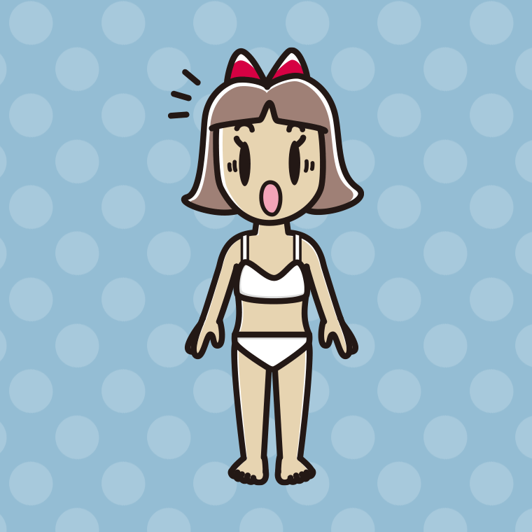 インナーウェアの着用例イラスト（驚く小学生女子）【色、背景あり】PNG