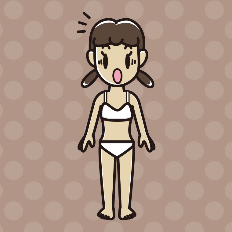 インナーウェアの着用例イラスト（驚く女子中学生）【色、背景あり】PNG