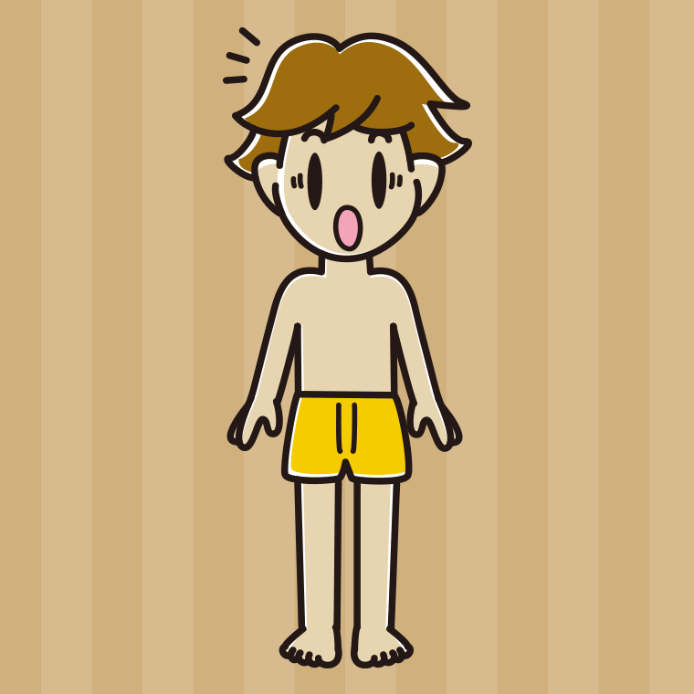 インナーウェアの着用例イラスト（驚く男子高校生）【色、背景あり】PNG