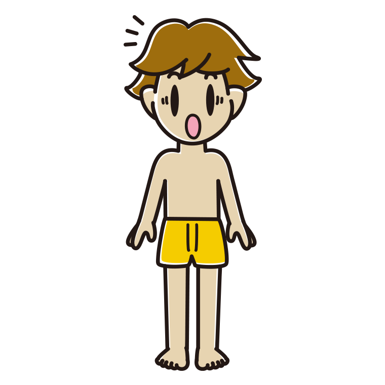インナーウェアの着用例イラスト（驚く男子高校生）【色あり、背景なし】透過PNG