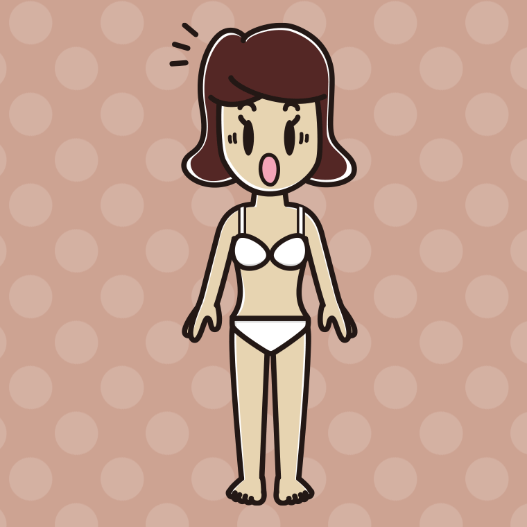 インナーウェアの着用例イラスト（驚く女子高校生）【色、背景あり】PNG