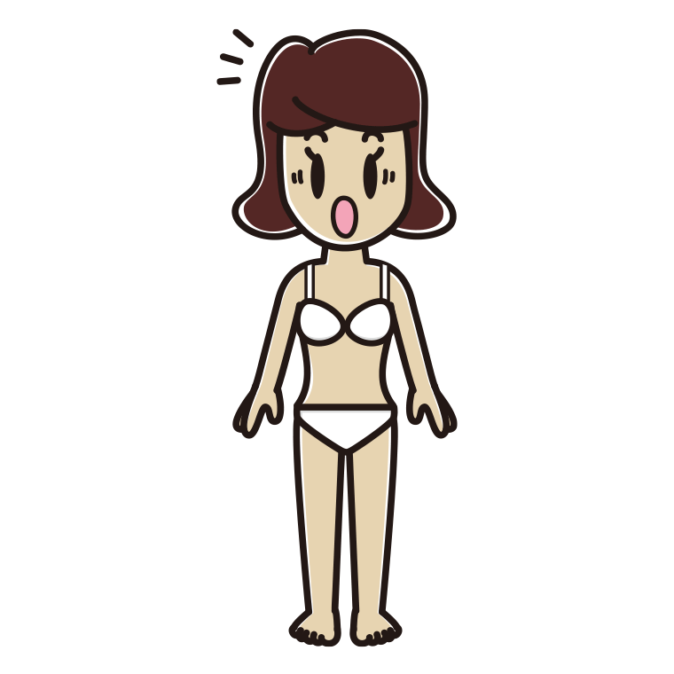 インナーウェアの着用例イラスト（驚く女子高校生）【色あり、背景なし】透過PNG