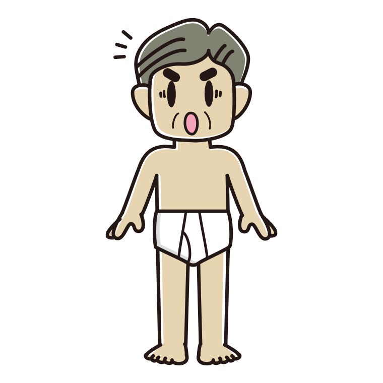 インナーウェアの着用例イラスト（驚くおじさん）【色あり、背景なし】透過PNG
