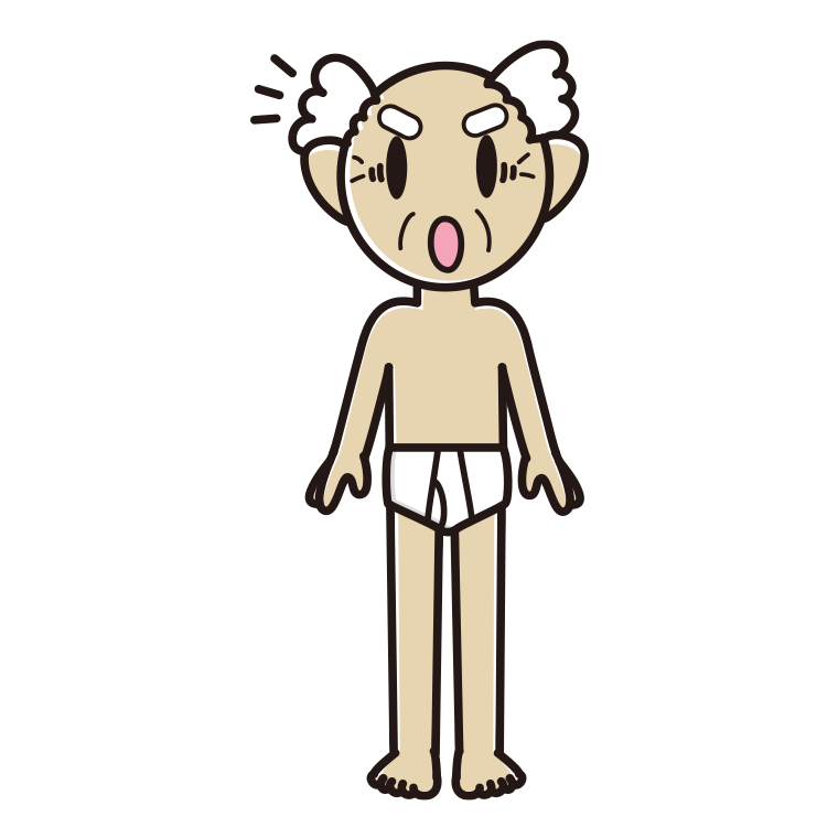 インナーウェアの着用例イラスト（驚くおじいさん）【色あり、背景なし】透過PNG