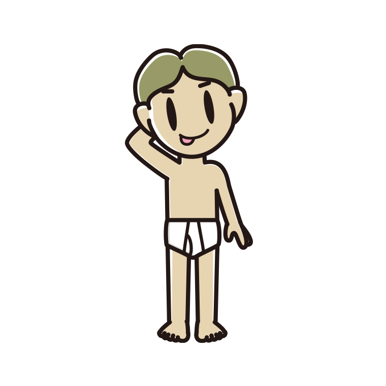 インナーウェアの着用例イラスト（テヘヘな小学生男子）【色あり、背景なし】透過PNG