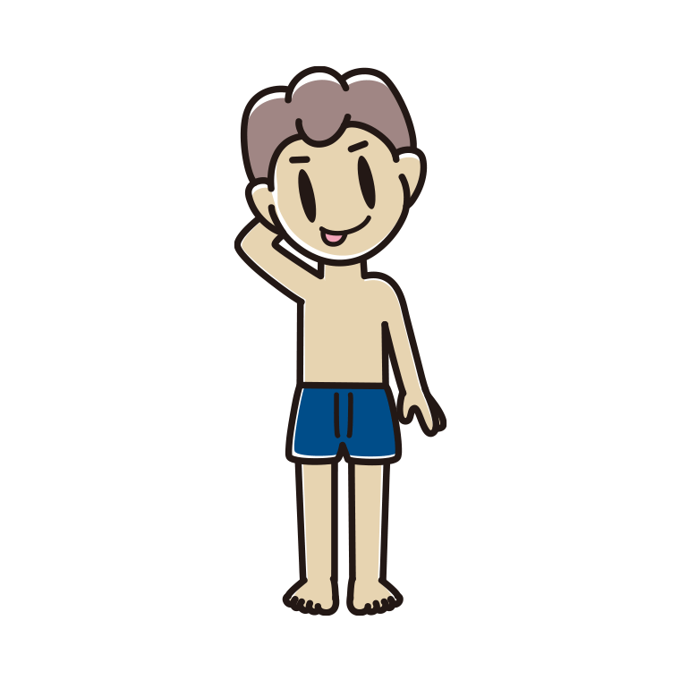 インナーウェアの着用例イラスト（テヘヘな男子中学生）【色あり、背景なし】透過PNG