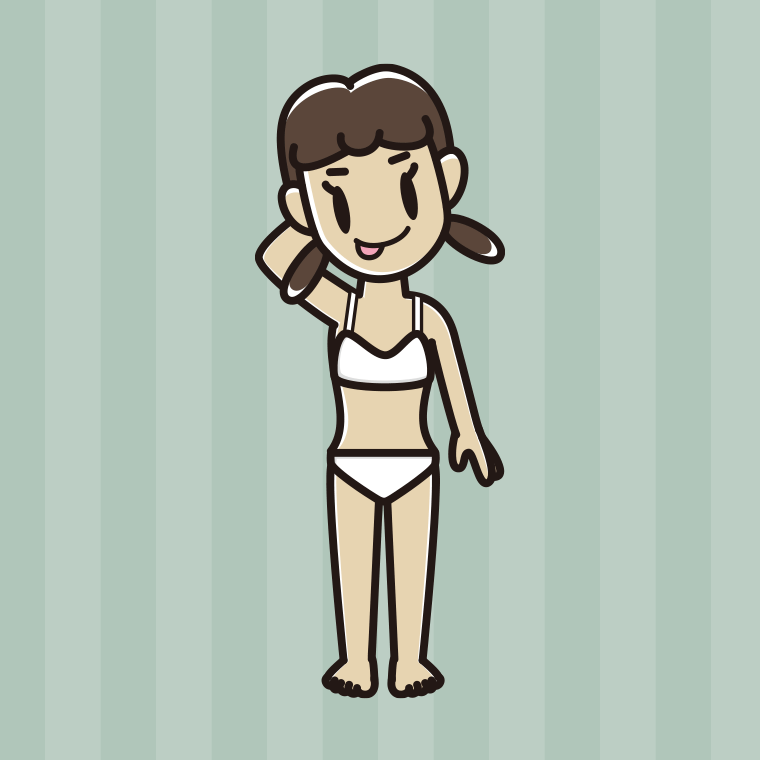 インナーウェアの着用例イラスト（テヘヘな女子中学生）【色、背景あり】PNG