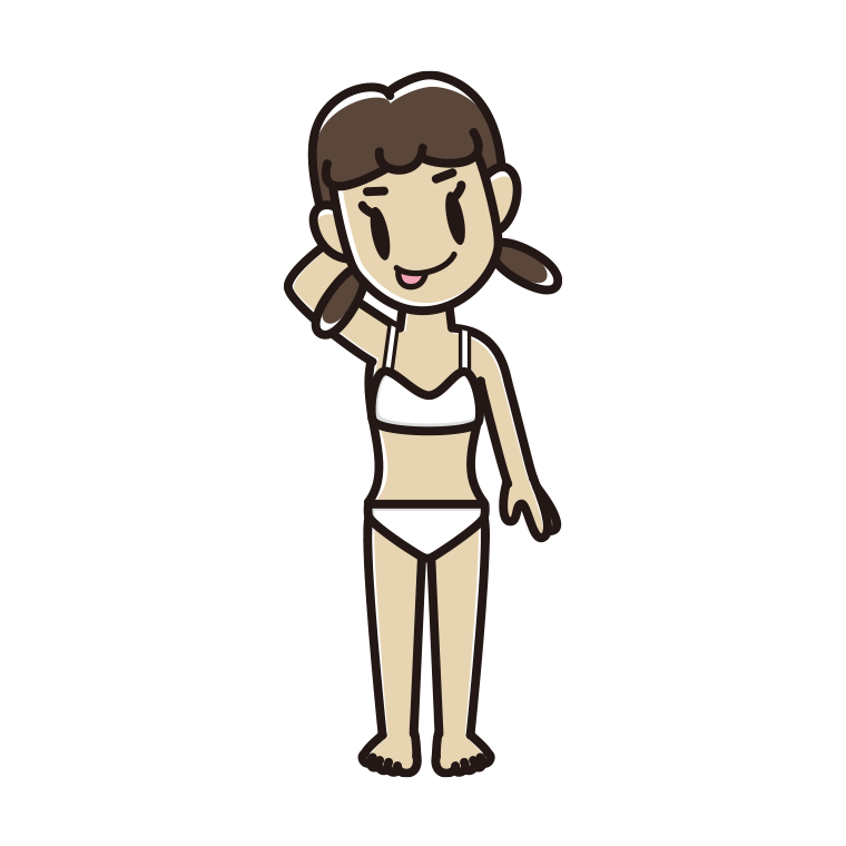 インナーウェアの着用例イラスト（テヘヘな女子中学生）【色あり、背景なし】透過PNG