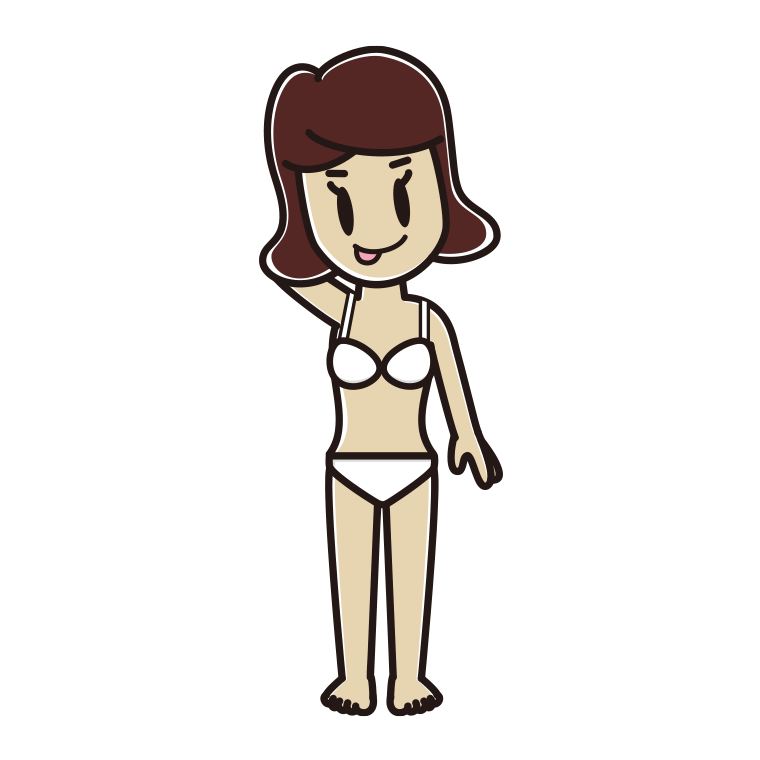 インナーウェアの着用例イラスト（テヘヘな女子高校生）【色あり、背景なし】透過PNG