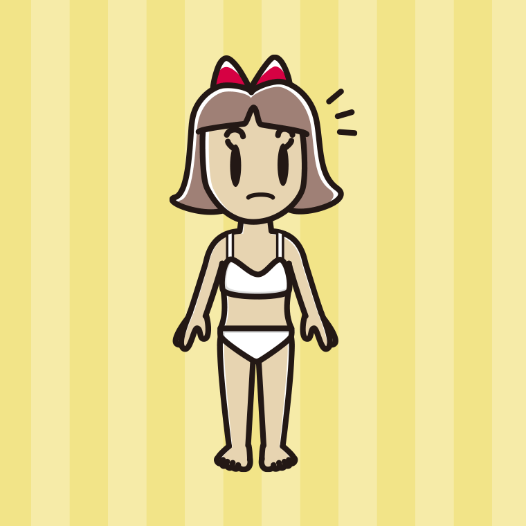 インナーウェアの着用例イラスト（何かに気付く小学生女子）【色、背景あり】PNG