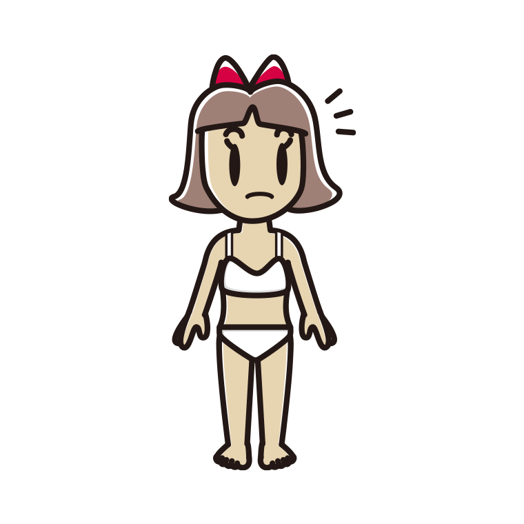インナーウェアの着用例イラスト（何かに気付く小学生女子）【色あり、背景なし】透過PNG