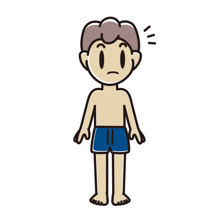 インナーウェアの着用例イラスト（何かに気付く男子中学生）【色あり、背景なし】透過PNG