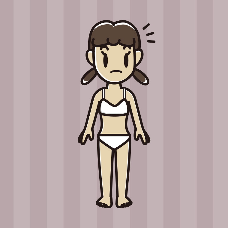 インナーウェアの着用例イラスト（何かに気付く女子中学生）【色、背景あり】PNG