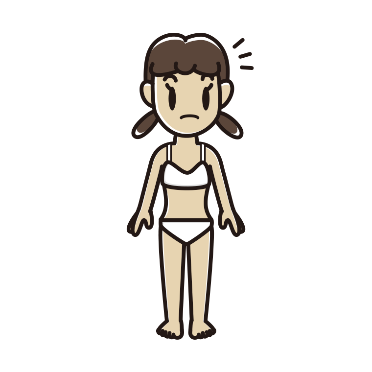 インナーウェアの着用例イラスト（何かに気付く女子中学生）【色あり、背景なし】透過PNG