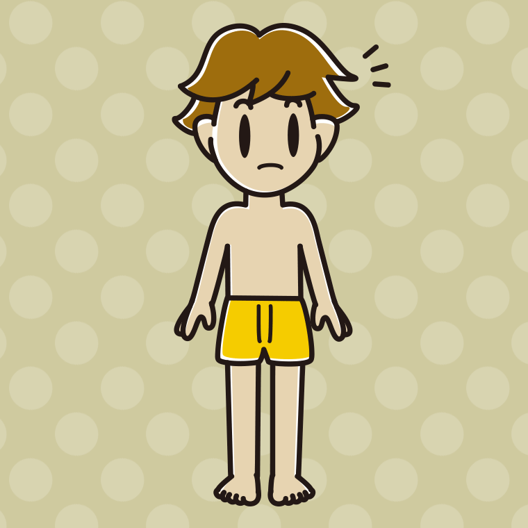 インナーウェアの着用例イラスト（何かに気付く男子高校生）【色、背景あり】PNG