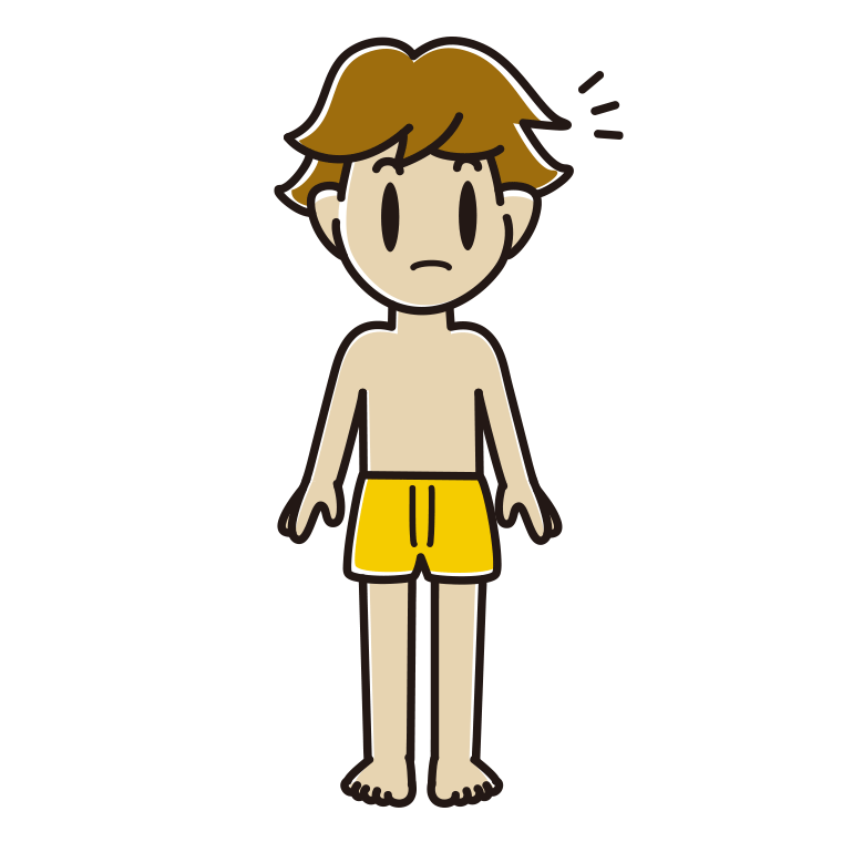 インナーウェアの着用例イラスト（何かに気付く男子高校生）【色あり、背景なし】透過PNG