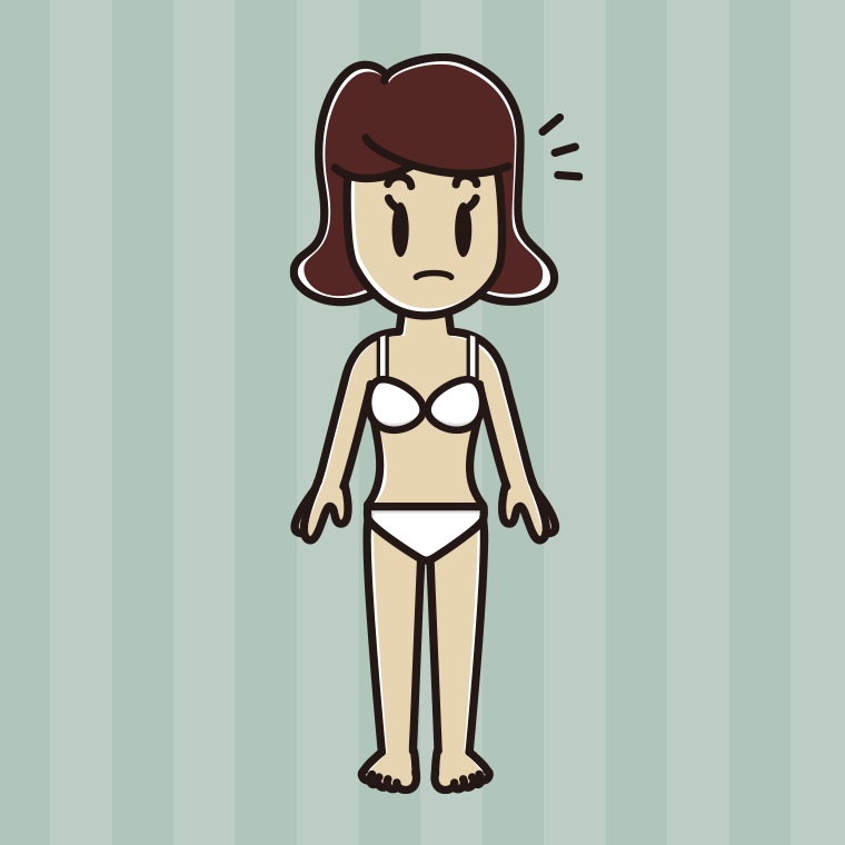 インナーウェアの着用例イラスト（何かに気付く女子高校生）【色、背景あり】PNG