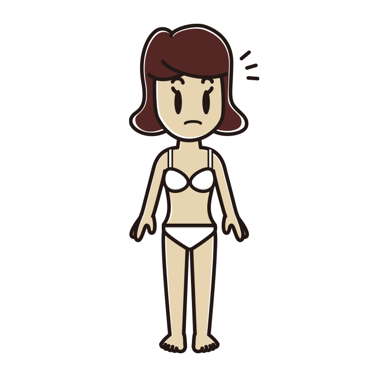 インナーウェアの着用例イラスト（何かに気付く女子高校生）【色あり、背景なし】透過PNG