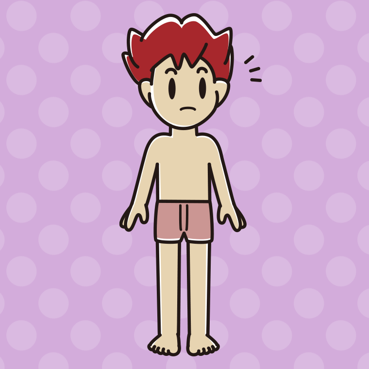 インナーウェアの着用例イラスト（何かに気付く男子大学生）【色、背景あり】PNG