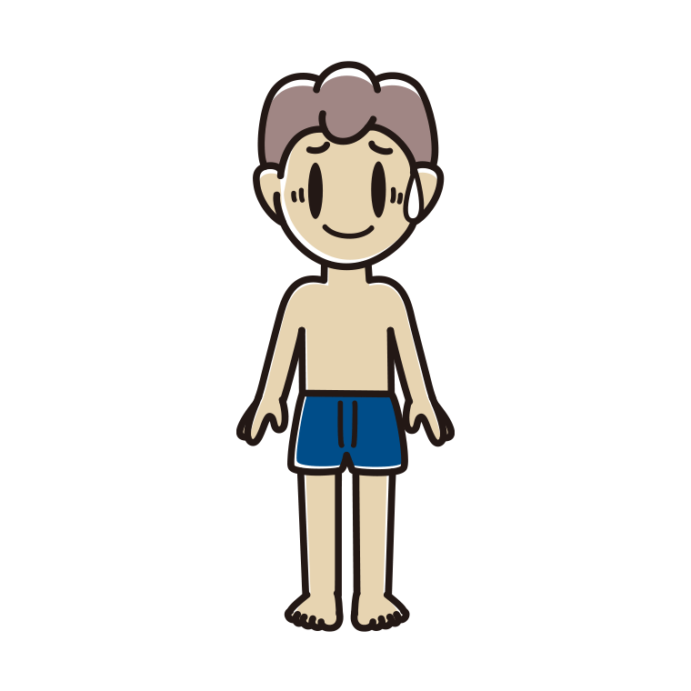 インナーウェアの着用例イラスト（苦笑いする男子中学生）【色あり、背景なし】透過PNG