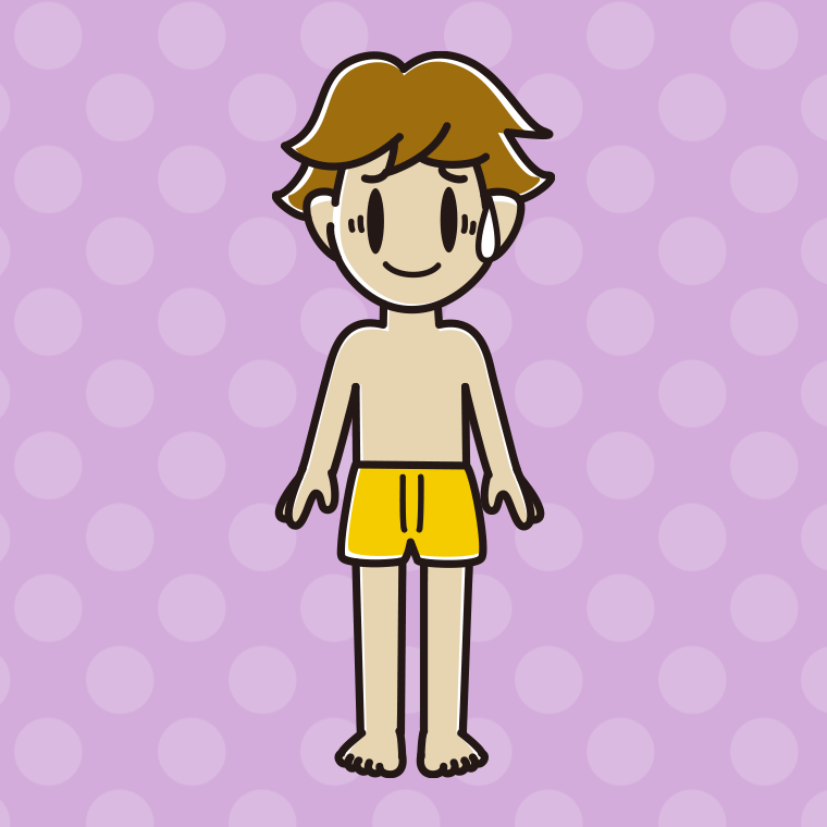 インナーウェアの着用例イラスト（苦笑いする男子高校生）【色、背景あり】PNG