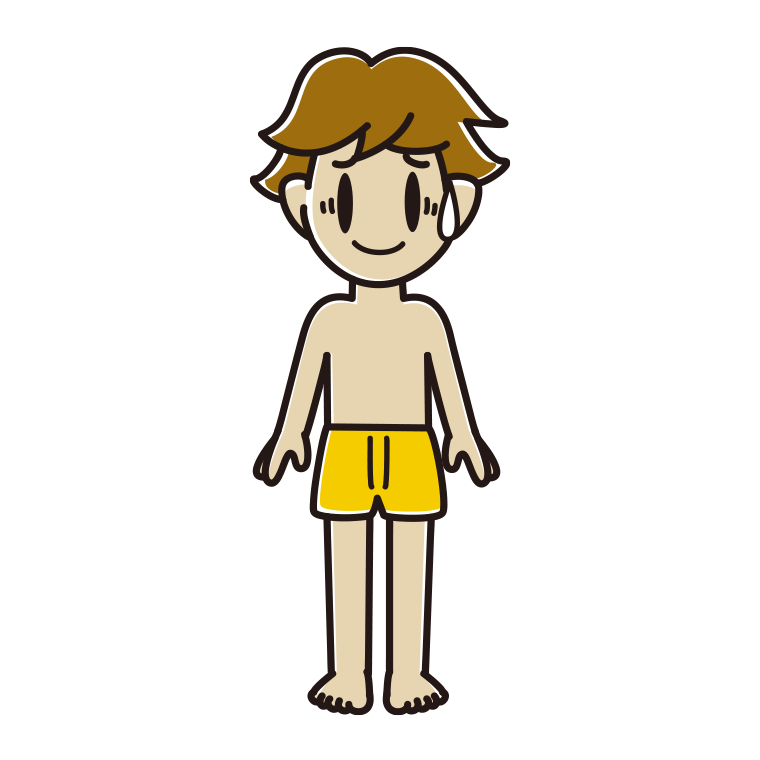 インナーウェアの着用例イラスト（苦笑いする男子高校生）【色あり、背景なし】透過PNG