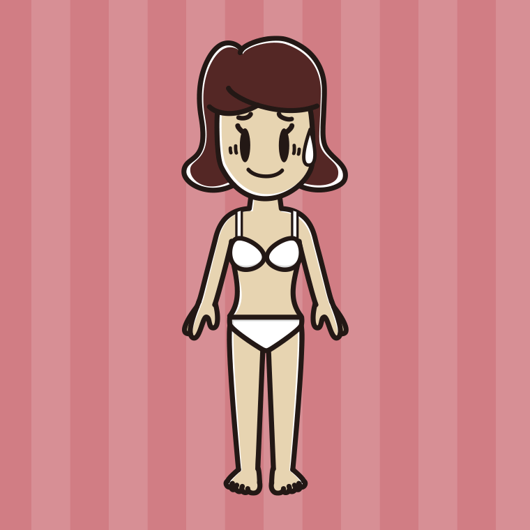 インナーウェアの着用例イラスト（苦笑いする女子高校生）【色、背景あり】PNG