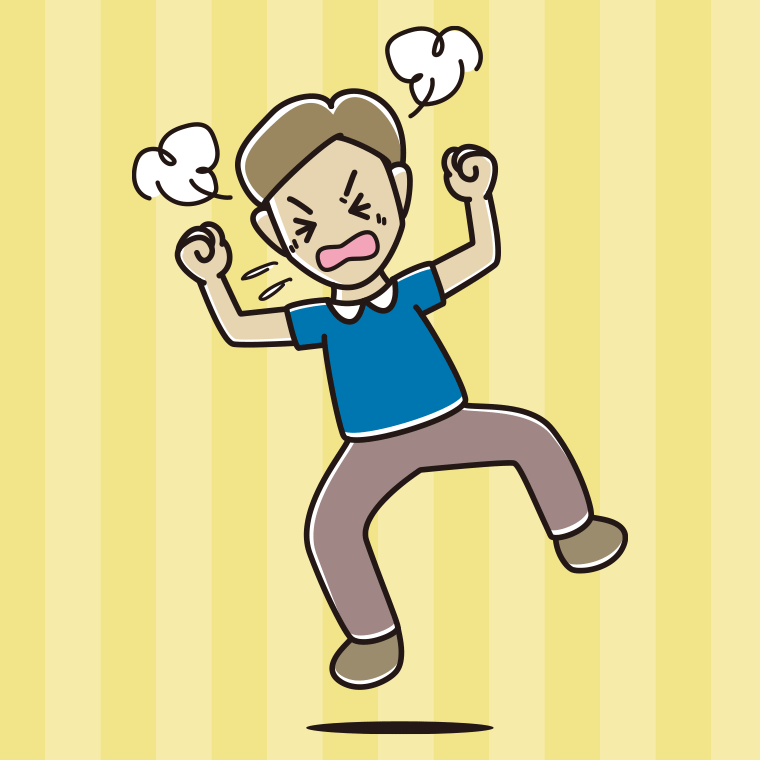 カンカンに怒る男性のイラスト【色、背景あり】PNG