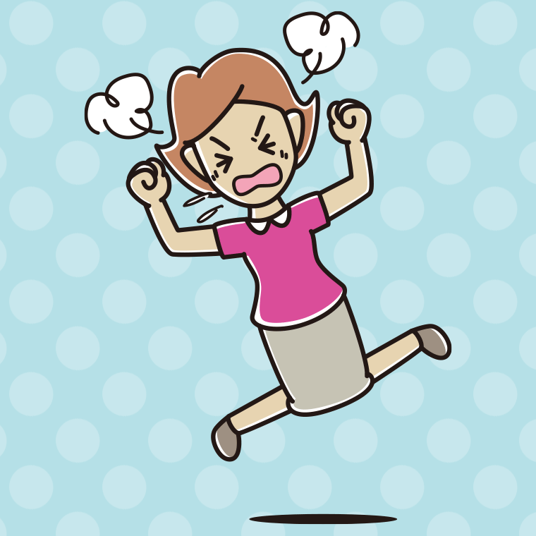 カンカンに怒る女性のイラスト【色、背景あり】PNG