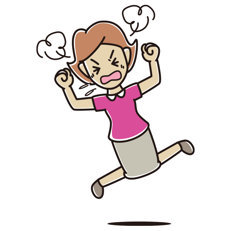 カンカンに怒る女性のイラスト【色あり、背景なし】透過PNG