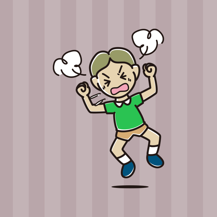 カンカンに怒る小学生男子のイラスト【色、背景あり】PNG