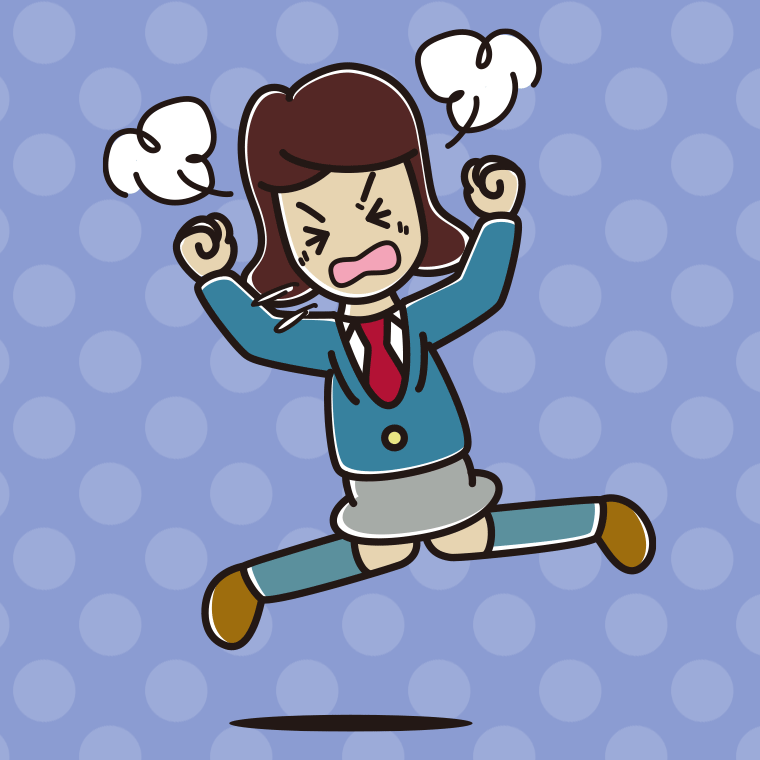 カンカンに怒る女子高校生のイラスト【色、背景あり】PNG