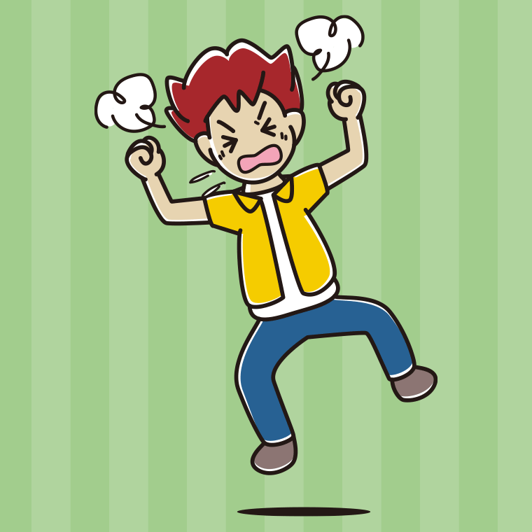 カンカンに怒る男子大学生のイラスト【色、背景あり】PNG