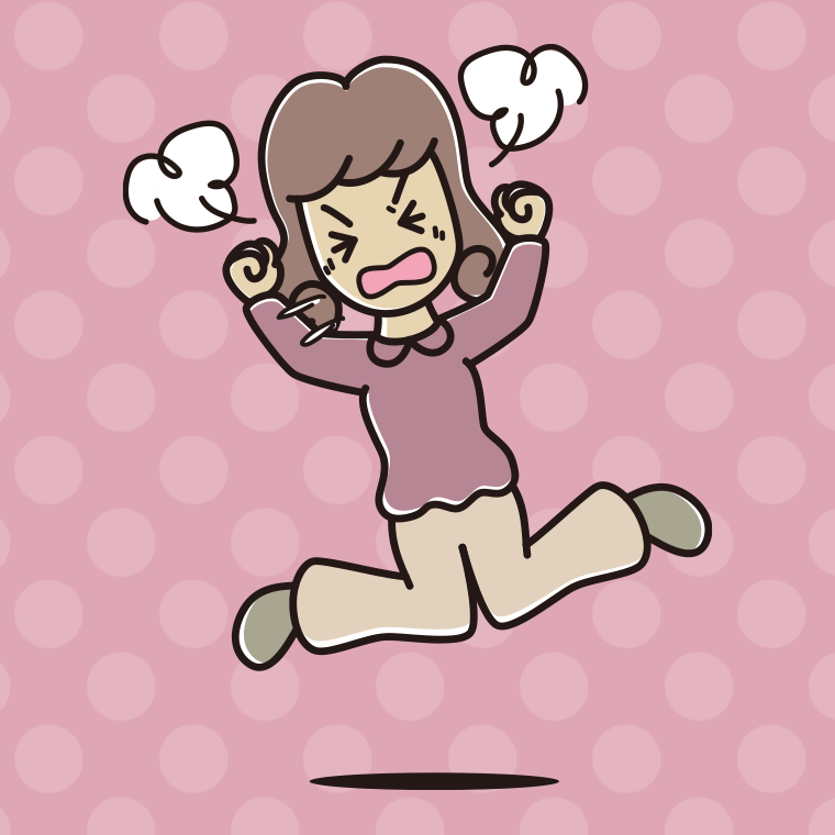 カンカンに怒る女子大学生のイラスト【色、背景あり】PNG