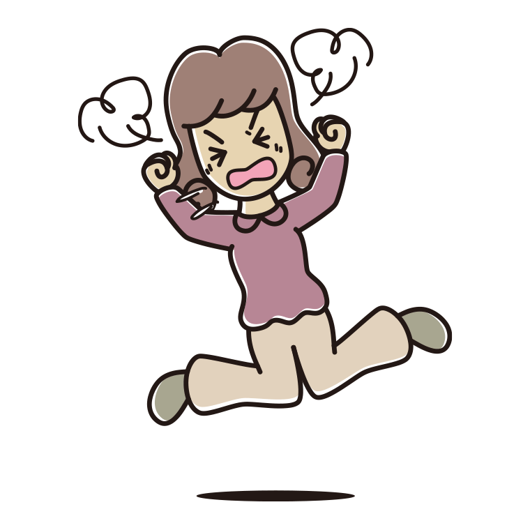 カンカンに怒る女子大学生のイラスト【色あり、背景なし】透過PNG