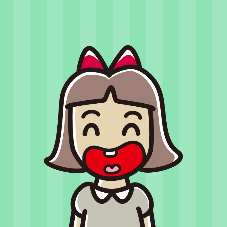 昭和のギャグマンガの笑い方をする小学生女子のイラスト【色、背景あり】PNG