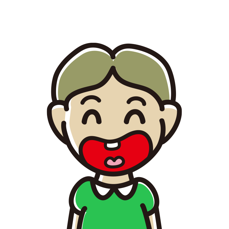 昭和のギャグマンガの笑い方をする小学生男子のイラスト【色あり、背景なし】透過PNG