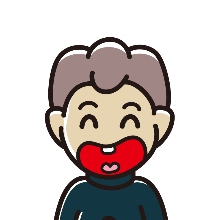 昭和のギャグマンガの笑い方をする男子中学生のイラスト【色あり、背景なし】透過PNG