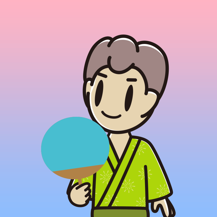 夕涼みをする男子中学生のイラスト【色、背景あり】PNG
