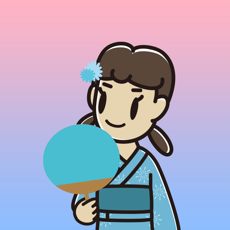 夕涼みをする女子中学生のイラスト【色、背景あり】PNG