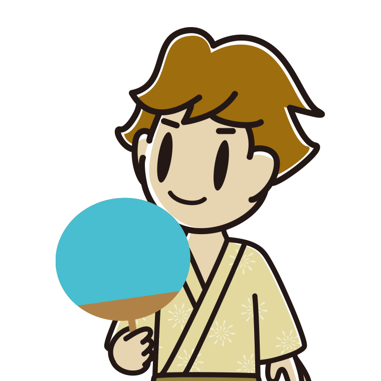 夕涼みをする男子高校生のイラスト【色あり、背景なし】透過PNG