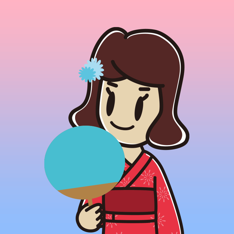 夕涼みをする女子高校生のイラスト【色、背景あり】PNG