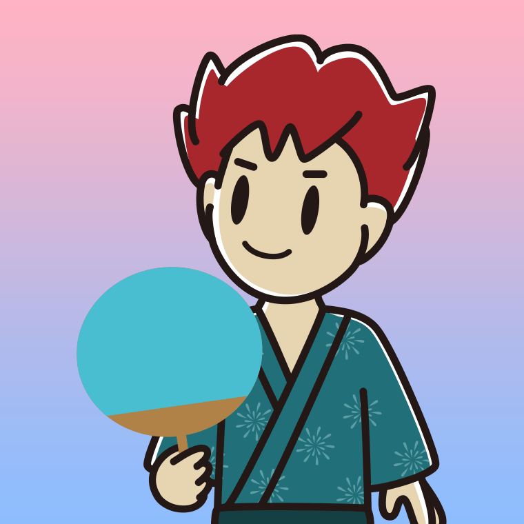 夕涼みをする男子大学生のイラスト【色、背景あり】PNG
