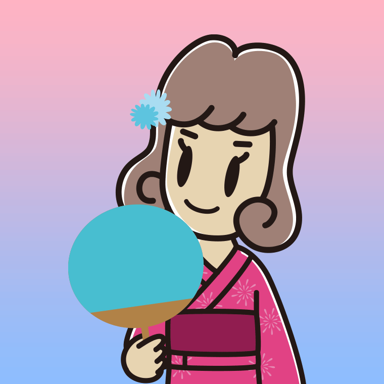夕涼みをする女子大学生のイラスト【色、背景あり】PNG
