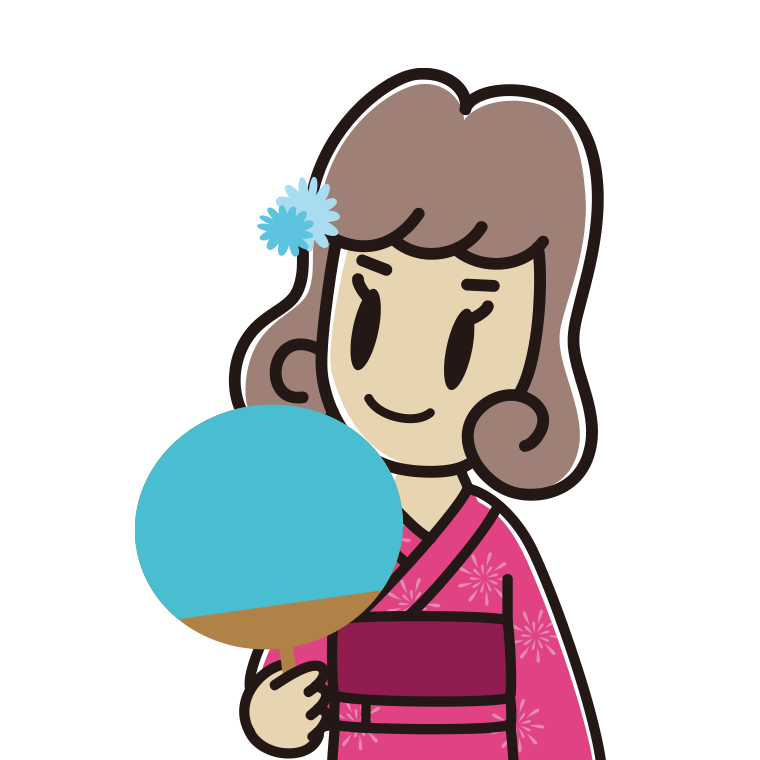 夕涼みをする女子大学生のイラスト【色あり、背景なし】透過PNG